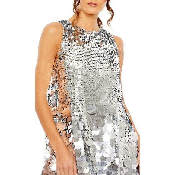 Mac Duggal Sequined Short Homecoming Dress Sleeveless Silver Size 2 NWT - Picture 3 of 12